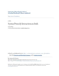 Syntax-Prosody Interactions in Irish Emily Elfner University of Massachusetts Amherst, Emilyelfner@Gmail.Com