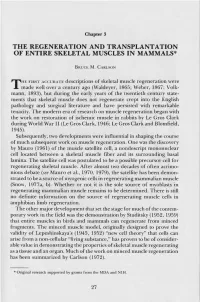 The Regeneration and Transplantation of Entire Skeletal Muscles in Mammals*