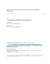 Unmasking of Impostor Syndrome Aishwarya Joshi Heidelberg University, Ajoshi@Heidelberg.Edu