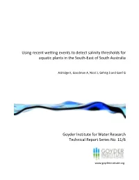 Using Recent Wetting Events to Detect Salinity Thresholds for Aquatic Plants in the South-East of South Australia