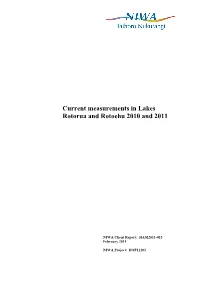 Current Measurements in Lakes Rotorua and Rotoehu 2010 and 2011