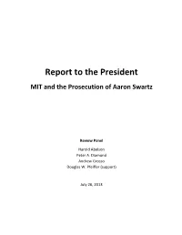 Report to the President: MIT and the Prosecution of Aaron Swartz