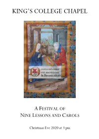 A Festival of Nine Lessons and Carols 2020