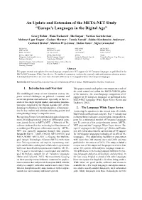 An Update and Extension of the META-NET Study “Europe’S Languages in the Digital Age”