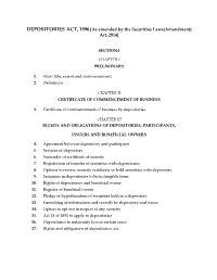 DEPOSITORIES ACT, 1996 [As Amended by the Securities Laws(Amendment) Act, 2014]