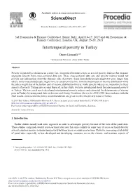 Intertemporal Poverty in Turkey