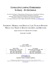 Links (Including Embedded Links) – in General