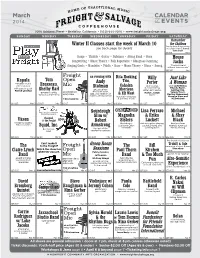 March CALENDAR of EVENTS
