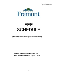 Master Fee Schedule