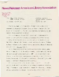 News Release: American Library Association
