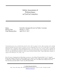 Safety Assessment of Polyurethanes As Used in Cosmetics