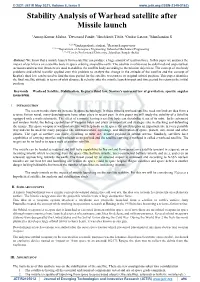 Stability Analysis of Warhead Satellite After Missile Launch