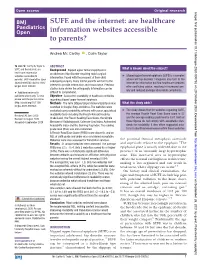 SUFE and the Internet: Are Healthcare Information Websites Accessible to Parents?