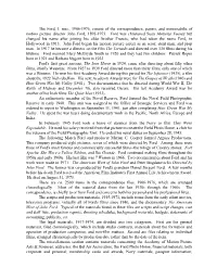 The Ford, J. Mss., 1906-1976, Consist of the Correspondence, Papers, and Memorabilia of Motion Picture Director John Ford, 1895-1973