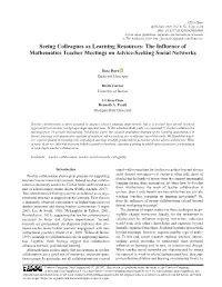The Influence of Mathematics Teacher Meetings on Advice-Seeking Social Networks