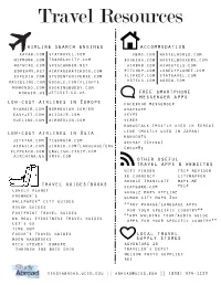 Travel Resources Handout and Packing List