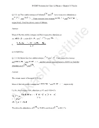 (A) Two Stable Isotopes of Lithium and Have Respective Abundances of And