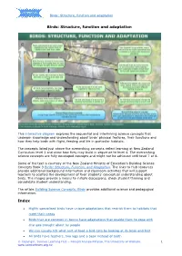 Birds: Structure, Function and Adaptation