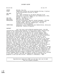 Composition Studies and Second-Language Writing: a History of the Disciplinary Division of Labor