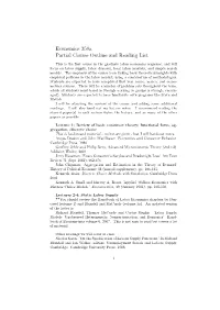Economics 250A Partial Course Outline and Reading List