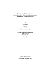 Investigating the Geographies of Community-Based Public Art and Gentrification in Downtown Eastside, Vancouver