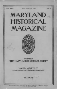 Maryland Historical Magazine, 1927, Volume 22, Issue No. 4