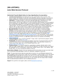 [MS-LISTSWS]: Lists Web Service Protocol