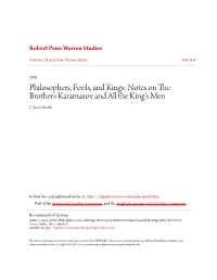 Notes on the Brothers Karamazov and All the King's Men C