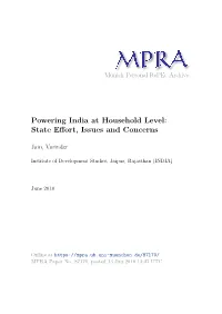 Powering India at Household Level: State Effort, Issues and Concerns
