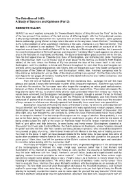 The Rebellion of 1483: a Study of Sources and Opinions (Part 2)