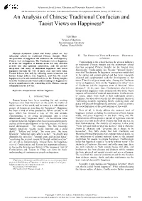 Confucian and Taoist Views on Happiness*