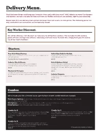 Delivery Menu