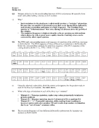 Exam 1 Name Mcbio