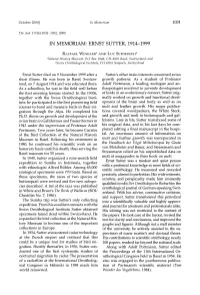 IN MEMORIAM: ERNST SUTTER, 1914&Ndash