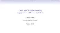 Machine Learning Conjugate Priors and Monte Carlo Methods