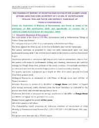 PRE FEASIBILITY REPORT of SATHUVACHARI ROUGH STONE QUARRY LEASE APPLIED AREA for OVER an EXTENT of 0.40.0Ha in SATHUVACHA