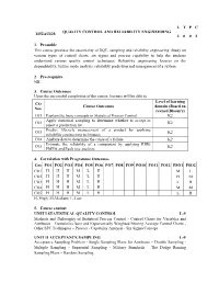 Quality Control and Reliability Engineering 1152Au128 3 0 0 3