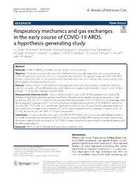 Respiratory Mechanics and Gas Exchanges in the Early Course of COVID‑19 ARDS: a Hypothesis‑Generating Study J.‑L