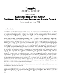 The Maths Behind Chaos Theory and Sudden Change
