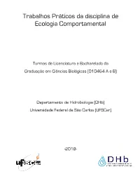 Trabalhos Práticos De Ecologia Comportamental