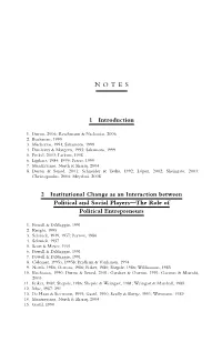 1 Introduction 2 Institutional Change As an Interaction Between Political
