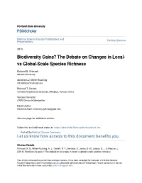 Biodiversity Gains? the Debate on Changes in Local- Vs Global-Scale Species Richness