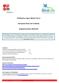 European Red List of Birds 2015