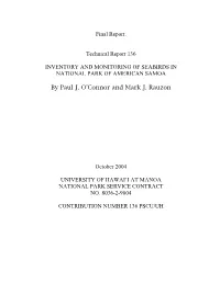Inventory and Monitoring of Seabirds in National Park of American Samoa