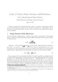 Lecture 19: Polymer Models: Persistence and Self-Avoidance