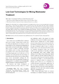 Low-Cost Technologies for Mining Wastewater Treatment