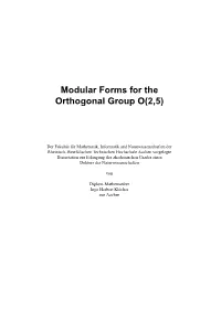 Modular Forms for the Orthogonal Group O(2,5)