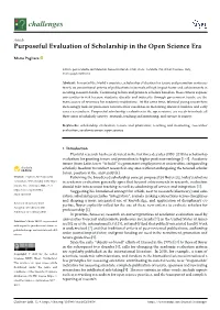 Purposeful Evaluation of Scholarship in the Open Science Era