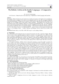 The Definite Articles in the Semitic Languages: a Comparative Study