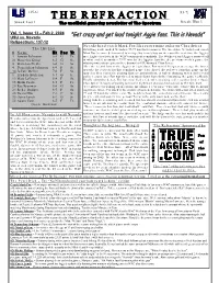 THE REFRACTION Streak: Won 3 Streak: Lost 1 the Unofficial Gameday Newsletter of the Spectrum